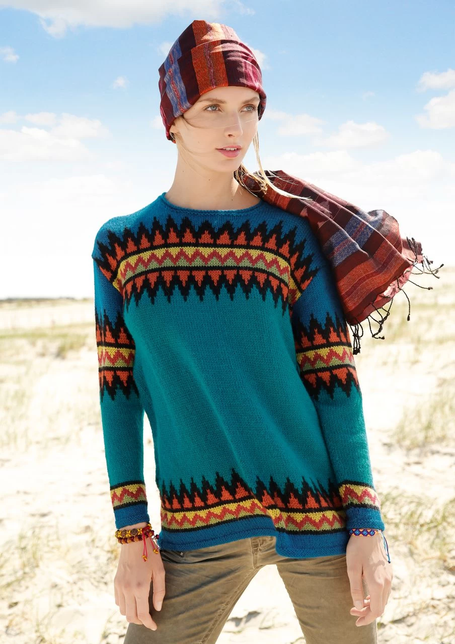 Weiter Pullover Mit Zackenmuster 1 Weiter Pullover Mit Zackenmuster