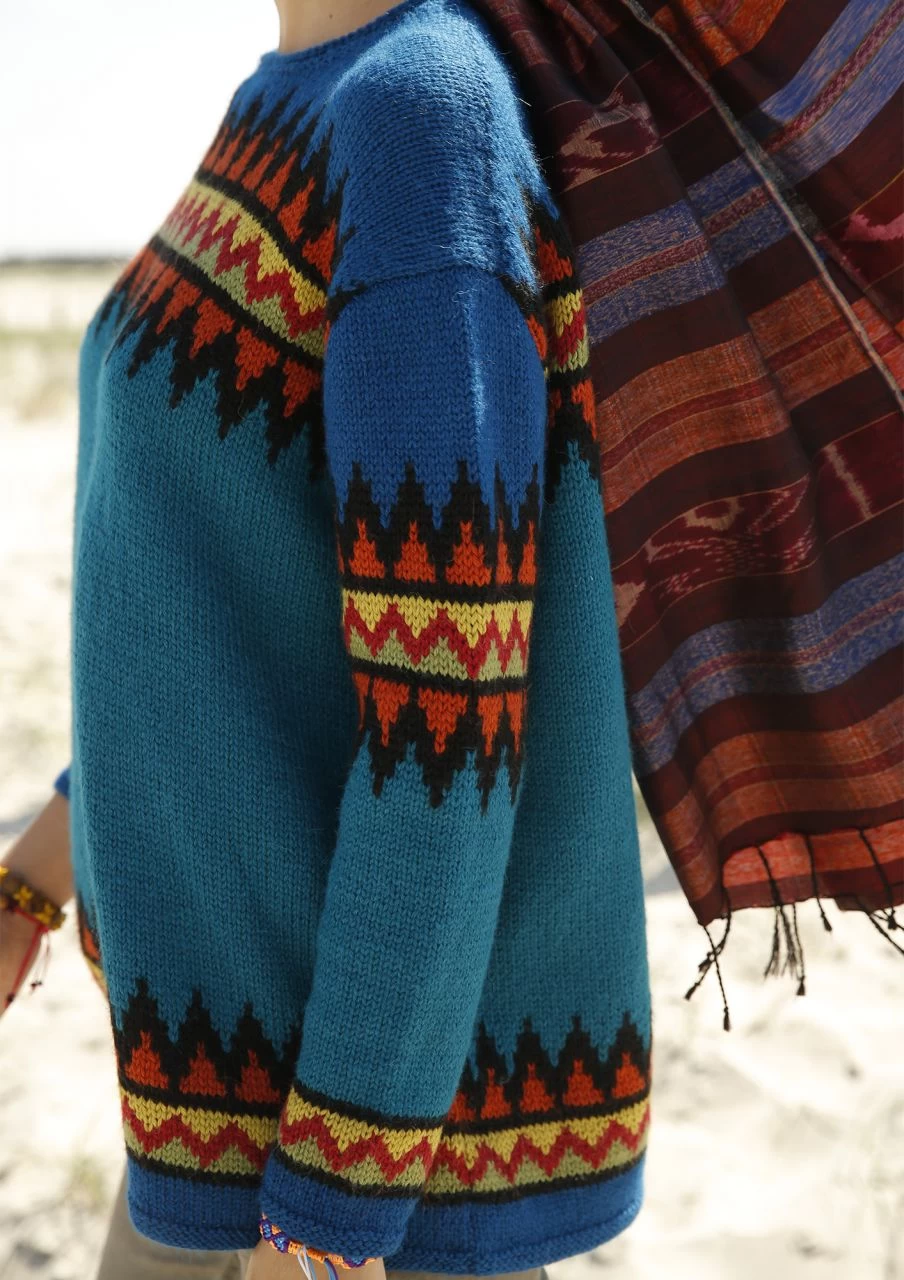 Weiter Pullover Mit Zackenmuster 4 Weiter Pullover Mit Zackenmuster – Bild 4