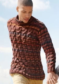 Melierter Pullover Mit Zöpfen -Strickwaren Geschäft R67M19 c 1280x1280