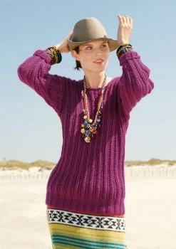 Langer Pullover Mit Rippenmuster