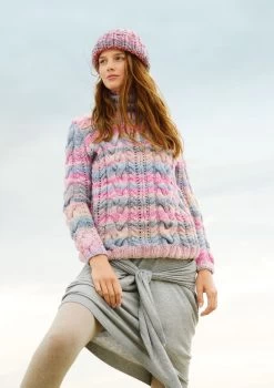 Melierter Zopfpullover