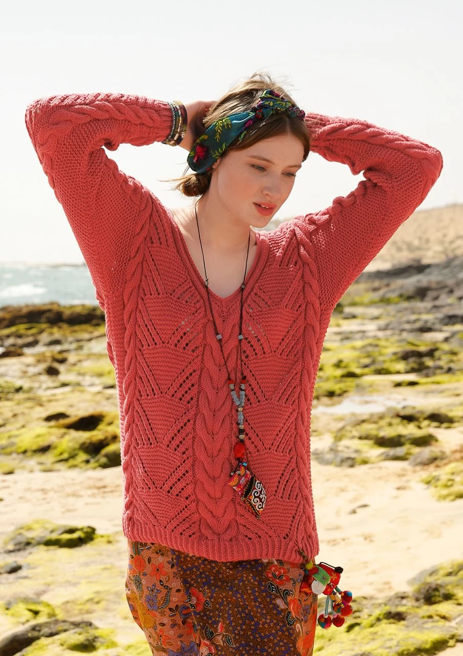 Pullover Mit Lochmuster Und Zöpfen 2 Pullover Mit Lochmuster Und Zöpfen – Bild 2