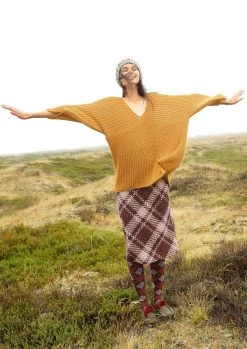 Pullover Mit Quer Gestrickter Passe