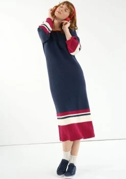 Kleid Yale -Strickwaren Geschäft R81M16 b Kleid Yale Legeres wadenlanges Kleid mit weiten Aermeln und Streifendesign 1280x1280